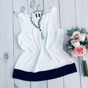 Loft White and Black Sleeveless Top